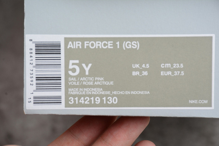 nike air force one 1 low sail artic pink satin gs womens 314219-130