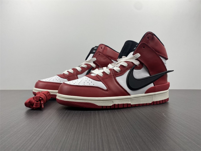 ambush x nike sb dunk high varsity red black white cu7544-102