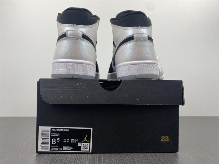 air jordan 1 mid white black Di*m*nd dh6933-100