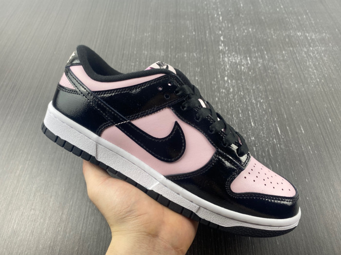 nike dunk low pink black patent dj9955-600